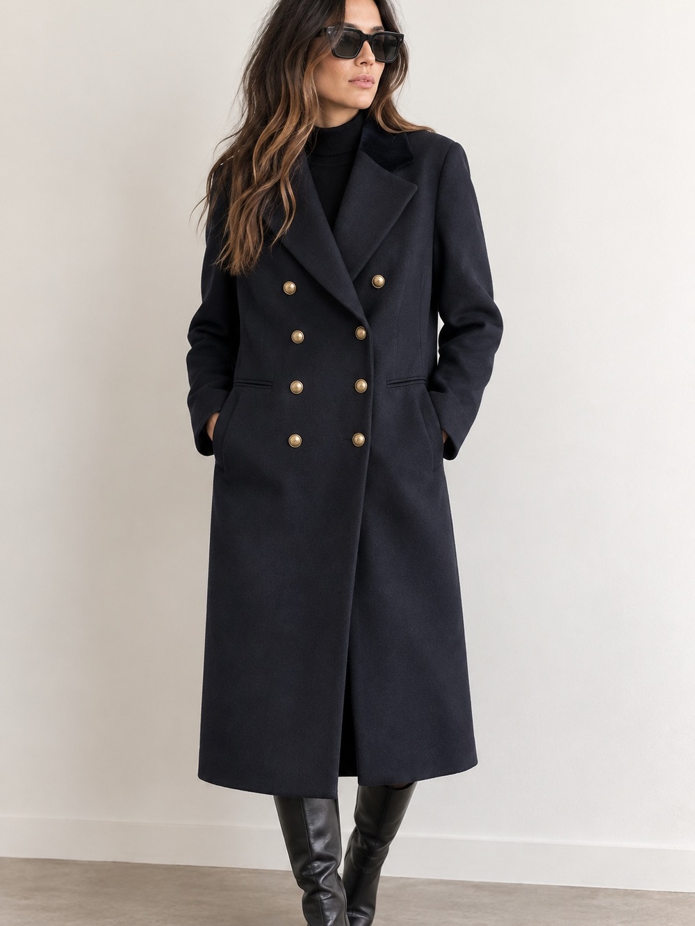SANDRO Offy Double Breasted Long Coat